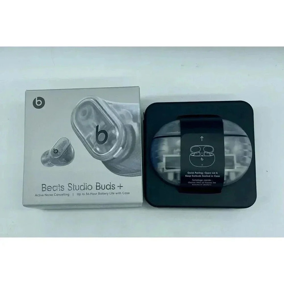 Beats Studio Buds+ MQLK3LL/A Noise‎ Cancelling Transparent With Case & Cable - Picture 1 of 2